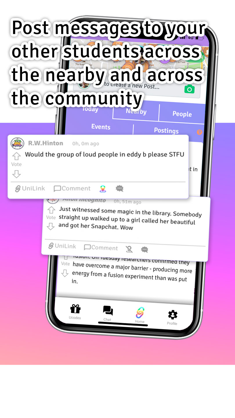 Post comments to students nearby