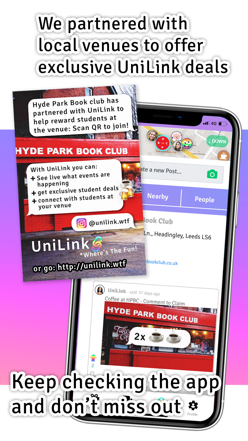 We partnered with local venues to offer exclusive Unilink deals.